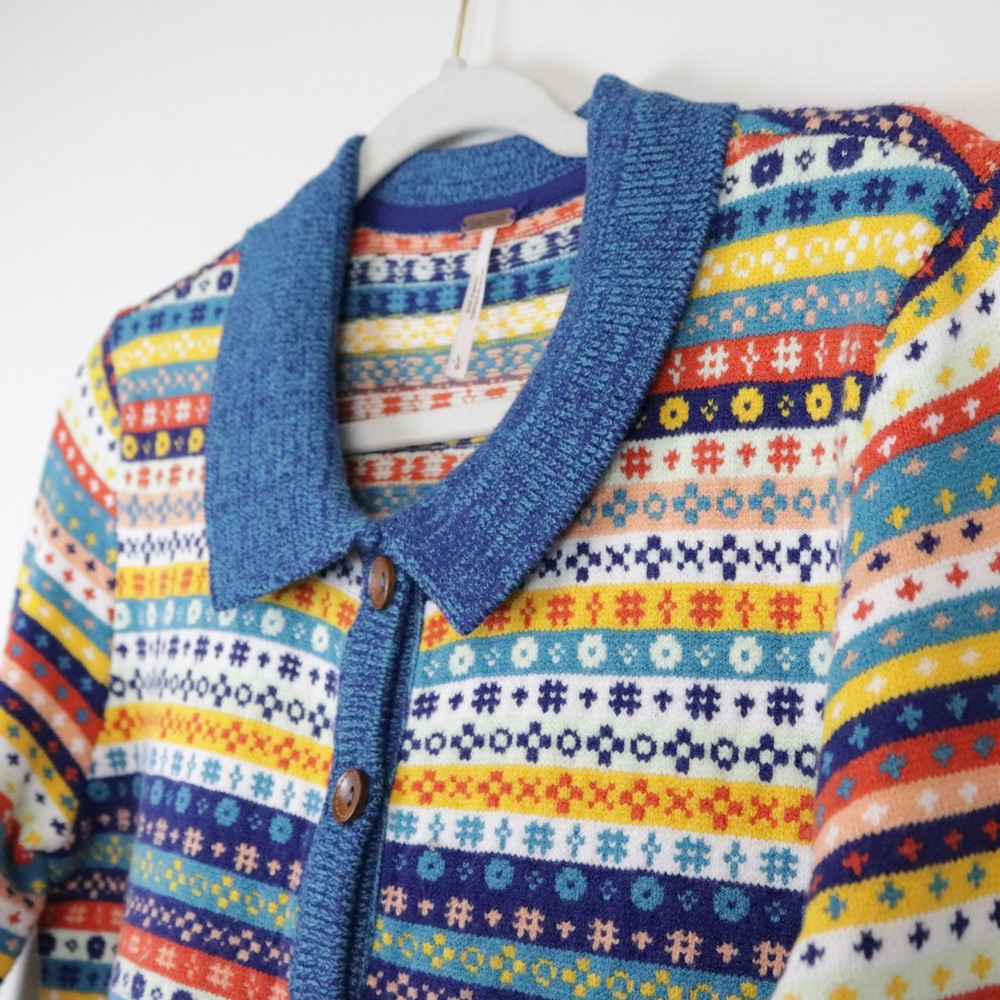 Free People Oak And Pine Cardigan Large‎ Fair Isle Sweater - Picture 7 of 9